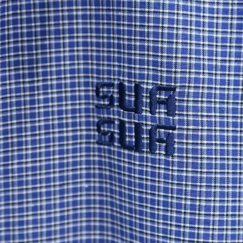 Blue Micro Check Short Sleeve Shirt - Picture 4 of 4